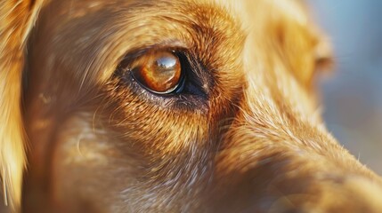 Golden retriever eye close up. Close up of a golden retriever's eye with a soft focus.