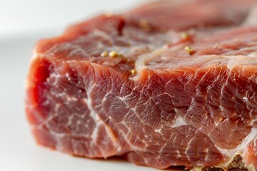 Close up of raw pork shoulder Pork tenderloin on white background