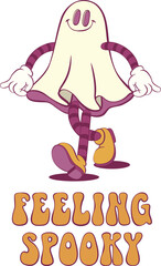 Retro groovy halloween mascor design