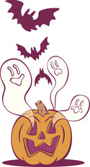 Retro groovy halloween mascor design