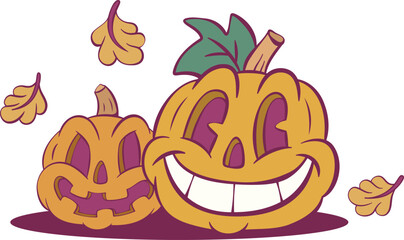 Retro groovy halloween mascor design