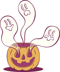 Retro groovy halloween mascor design