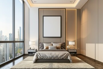 A peaceful bedroom scene featuring a large bed and window