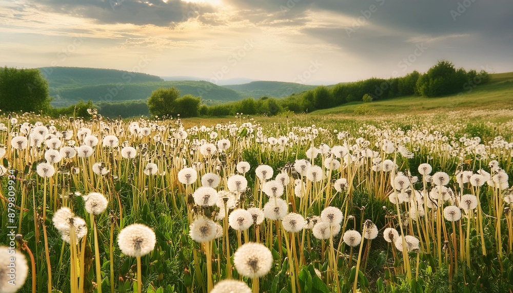 Poster field of dandelions