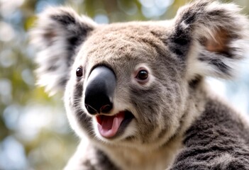 Obraz premium wildlife laughing animal olated white koala bear joy background humor australian generative funny smiling ai fun happy