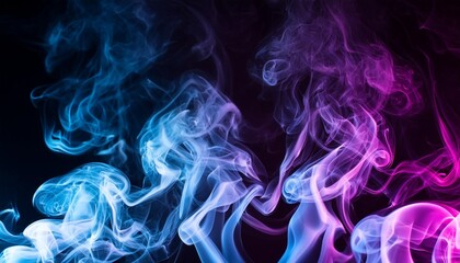 colorful smoke or fog mist blue and purple border on black background