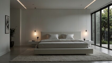 Bedroom interior white Minimalistic
