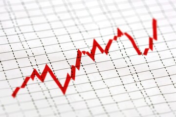 Red line graph showing growth on a white background.