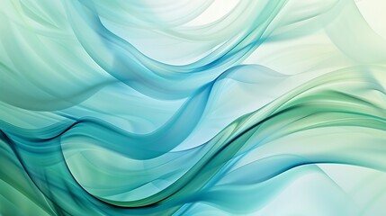 Obraz premium A calming abstract background with smooth, wavy lines in soft shades of blue and green