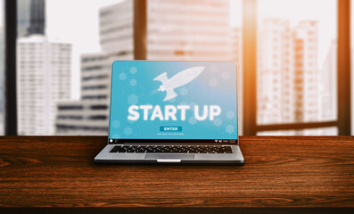 Start Up Business of Creative People Concept - Modern graphic interface showing symbol of...