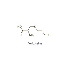 Fudosteine flat skeletal molecular structure Mucoactive agent drug used in cough treatment. Vector illustration scientific diagram.