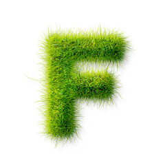 Alphabet letter grass effects, A letter F with grass on a transparency background, eco text effect,...