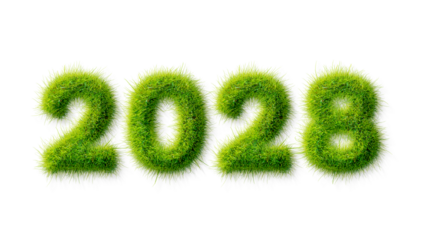 2028 Happy New year, Alphabet letter grass Happy effects, 