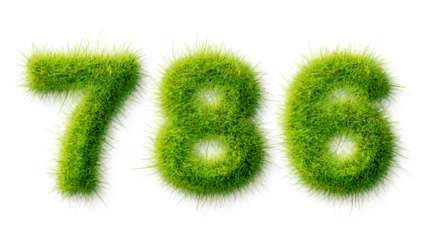 Alphabet letter grass effects, A Number 786 with grass on a transparency background, eco text effect, isolated letter with grass effect high quality