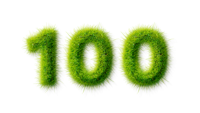 Alphabet letter grass effects, A letter 100 with grass on a transparency background, eco text effect, isolated letter with grass effect high quality