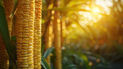 Close-up of Corn Stalks in a Field