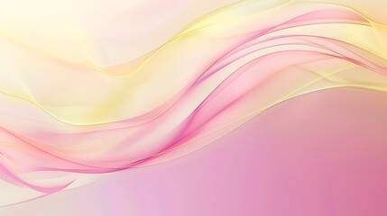 A calming abstract background with smooth gradients and gentle curves in pastel shades of pink and yellow