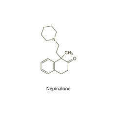 Nepinalone flat skeletal molecular structure Antitussive drug used in cough treatment. Vector illustration scientific diagram.