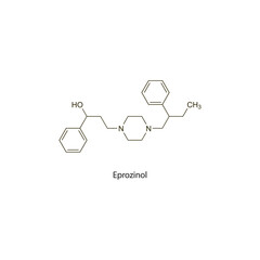 Eprozinol flat skeletal molecular structure Mucoactive agent drug used in cough treatment. Vector illustration scientific diagram.