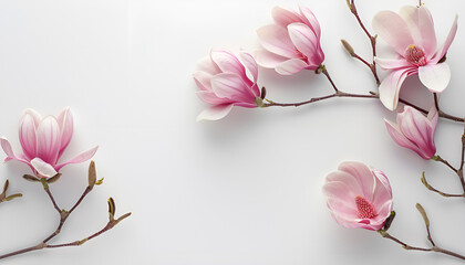 Obraz premium Pink magnolia flower isolated on white background with full depth of field
