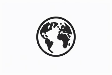 Earth globe world map black and white minimalistic line drawing logo design with continents continents earth planet globe simple flat minimalist icon symbol logo vector illustration