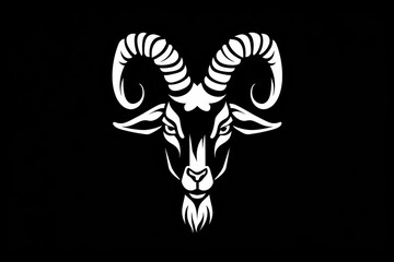 Black goat silhouette logo design for icon illustration