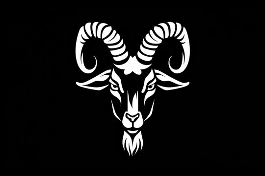 Black goat silhouette logo design for icon illustration
