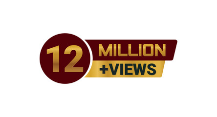 12 Million Views Celebration Vector Icon Badge PNG