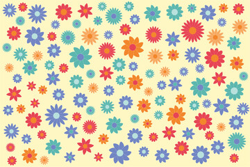 retro vector background with flowers for social media posts, banner, card design, etc.