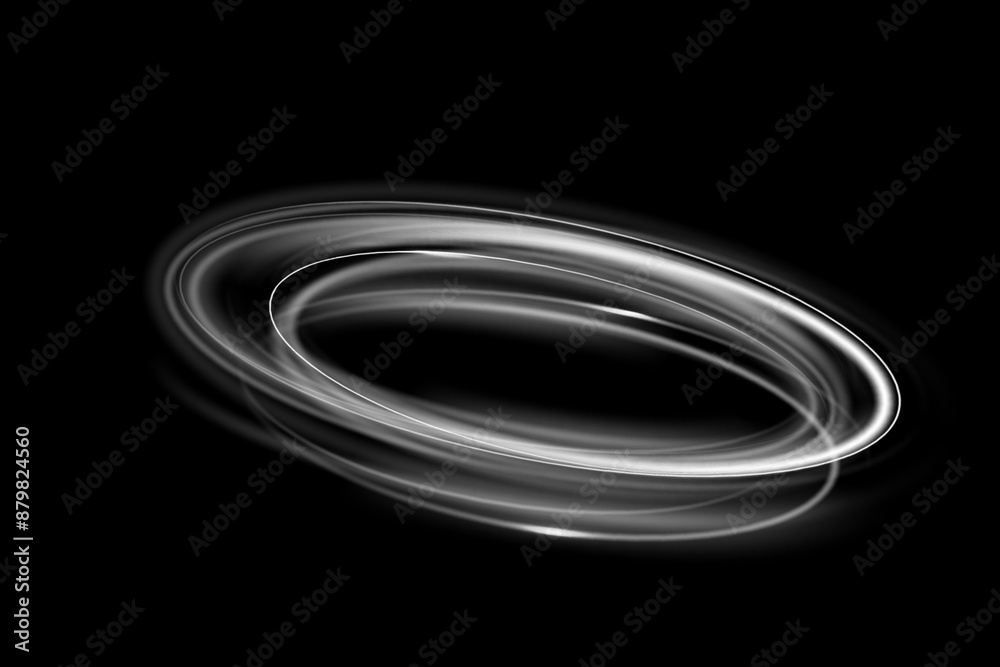 Poster white shiny sparks of spiral wave. imitation of the exit of cold air from the air conditioner. vecto