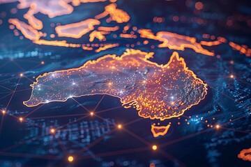 Digital map of Australia network and connectivity created with Generative AI