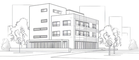 Obraz premium Modern Building Architectural Sketch