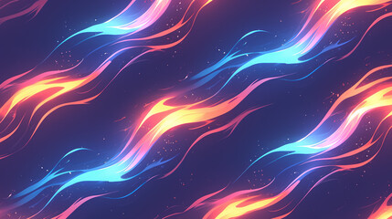 Diagonal Bright Fire Waves Pattern on Dark Blue Background