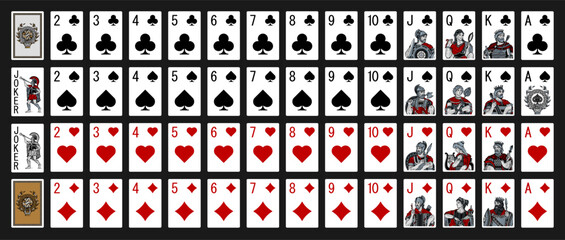 Poker set with isolated cards - Poker playing cards - Miniature playing cards for mobile applications © Максим Лебедик