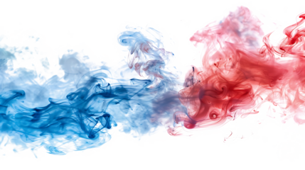 Red and blue smoke isolated on withe background
