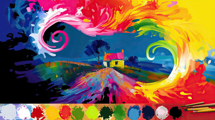 Abstract background with colorful house
