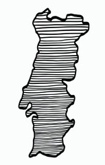 Doodle freehand drawing of Portugal map.