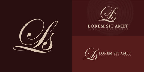 Abstract initial letter LS or SL logo in gold color isolated on multiple background colors. The logo is suitable for beauty and fashion logo vector design illustration inspiration templates.