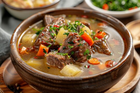 Indonesian clear soup with beef ribs or oxtail great for various uses