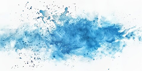 Splash of blue paint on a white background. The blue paint is splattered and has a sense of movement