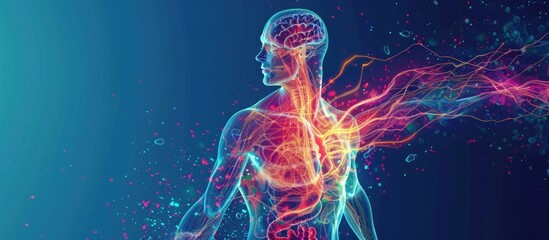 Human Body Anatomy with Glowing Energy
