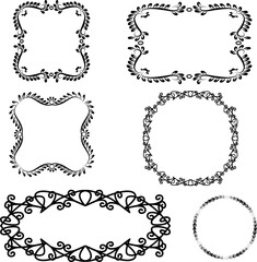 Frames and borders monograms, grass vines and leaves for banners business cards and just insert text. Vector illustration square and oval frames of different sizes on a transparent background. The