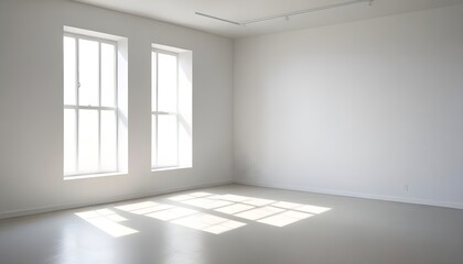 Fototapeta premium A White empty room with shadows of a window, empty wall background