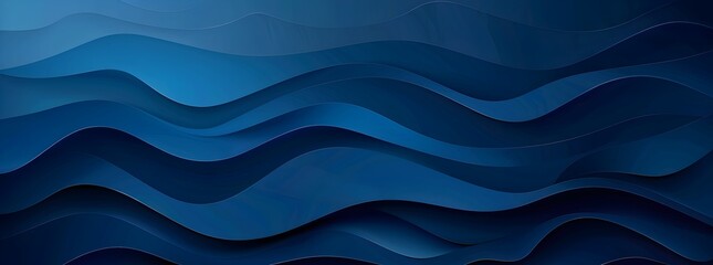 Fototapeta premium Blue background with wavy paper cut shapes. Abstract vector illustration of a blue abstract background with paper waves