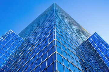 Obraz premium A towering skyscraper reflects the azure sky in a stunning display of architectural grandeur