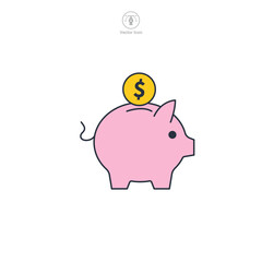 Piggy Bank Icon symbol vector illustration isolated on white background