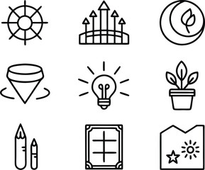 set of graphics design icon illustration. creative, digital, art, line, abstract, background, concept, technology, modern, business