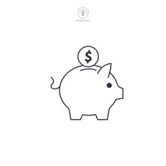 Piggy Bank Icon symbol vector illustration isolated on white background