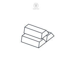 Gold Bar Icon symbol vector illustration isolated on white background