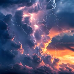 Lightning Storm At Sunset